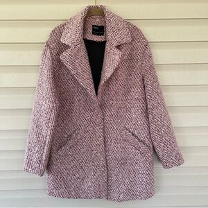 Bershka Red Pink Maroon Tweed Lightweight Jacket Coat Size M-L